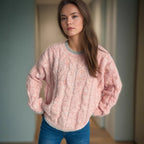 Women's Chunky Knit Sweater with Modern Cable Design and Relaxed Fit