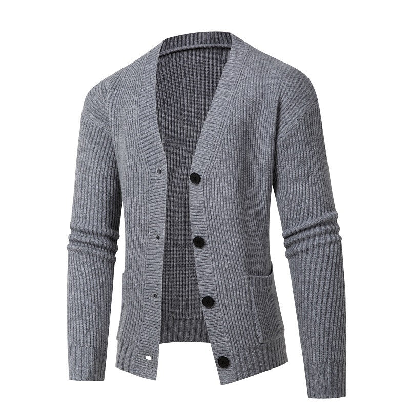 Women's Striped Cardigan with Modern Cut and Practical Pockets