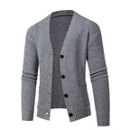 Women's Striped Cardigan with Modern Cut and Practical Pockets