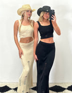 Women's Crochet Crop Top and Maxi Skirt Set