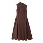 Women's Sleeveless Evening Dress with Asymmetrical Cut and Elegant Drape