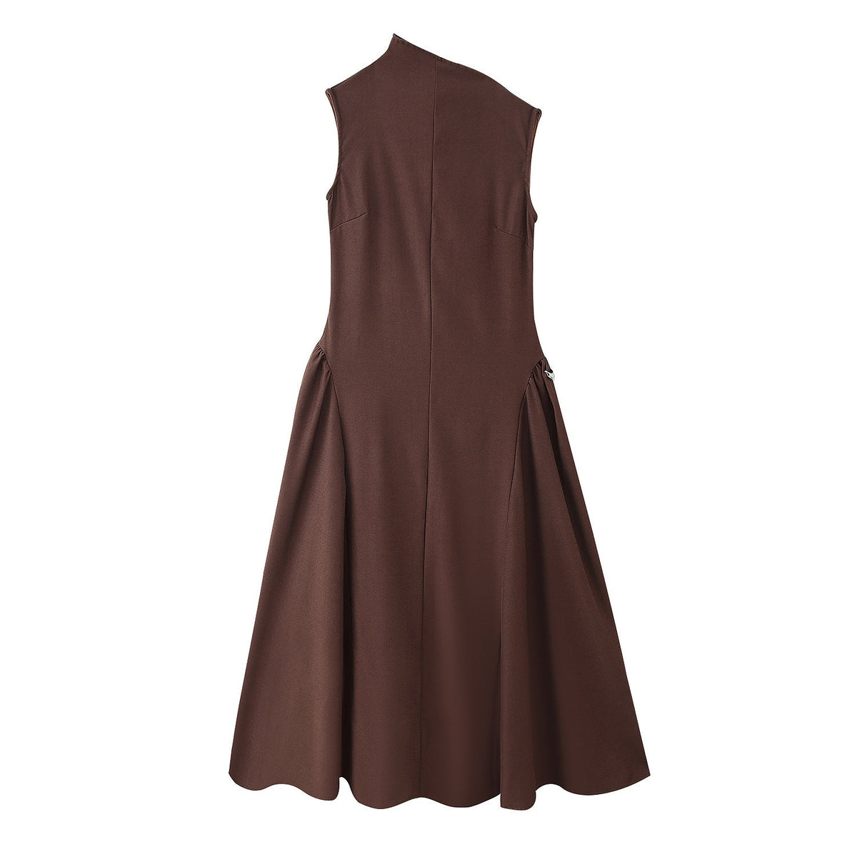 Women's Sleeveless Evening Dress with Asymmetrical Cut and Elegant Drape