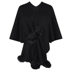 Elegant Poncho with Luxurious Faux Fur Trim
