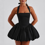 Women's A-Line Dress with Swinging Skirt and Halter Neck