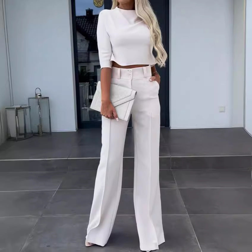 Women's Elegant and Modern Two-Piece Set with Wide Leg Pants