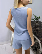 Women's High-Quality Sporty Short Set with Breathable Waffle Texture