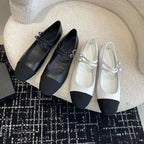 Women's Ballet Flats with Double Strap and Sparkling Buckles