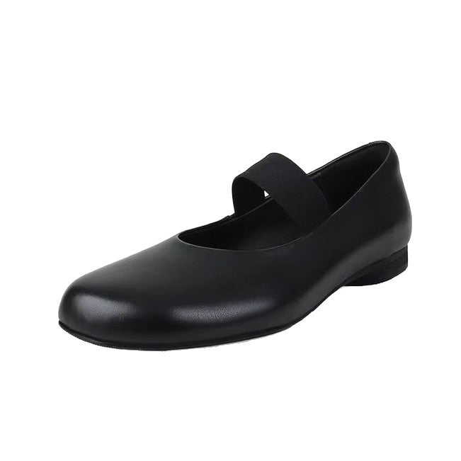 Women's Ballet Flats with Elastic Strap and Leather Surface