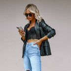 Women's Lined Wide-Leg Jeans with Distressed Details and High Waist