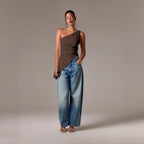 Women's Asymmetrical Top with Tiered Hem
