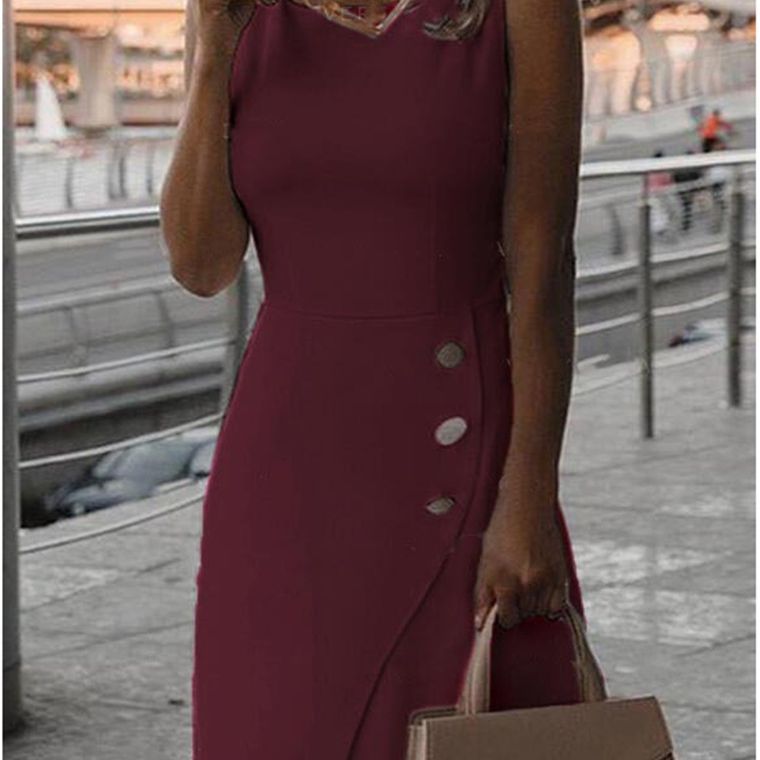 Elegant Sheath Dress with Button Detail