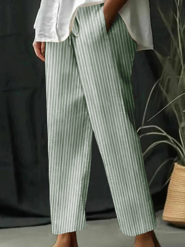 Women's Striped Casual Pants with Comfortable Waistband