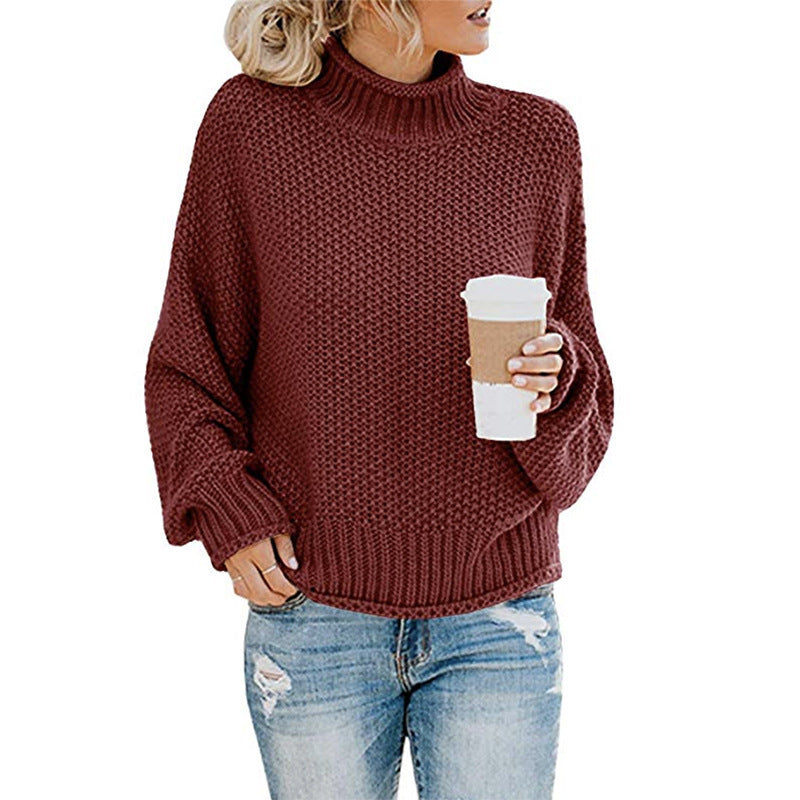 Women's Cozy High-Neck Sweater with Textured Knit