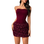 Women's Floral Ruffle Hem Bodycon Mini Dress