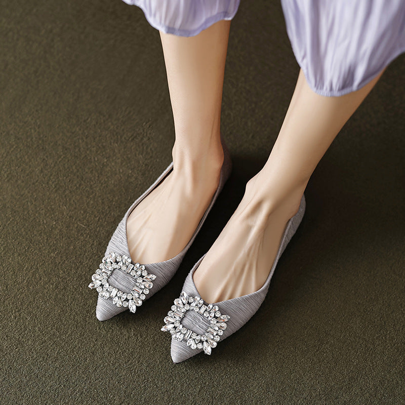 Women's Ballet Flats with Crystal Accent