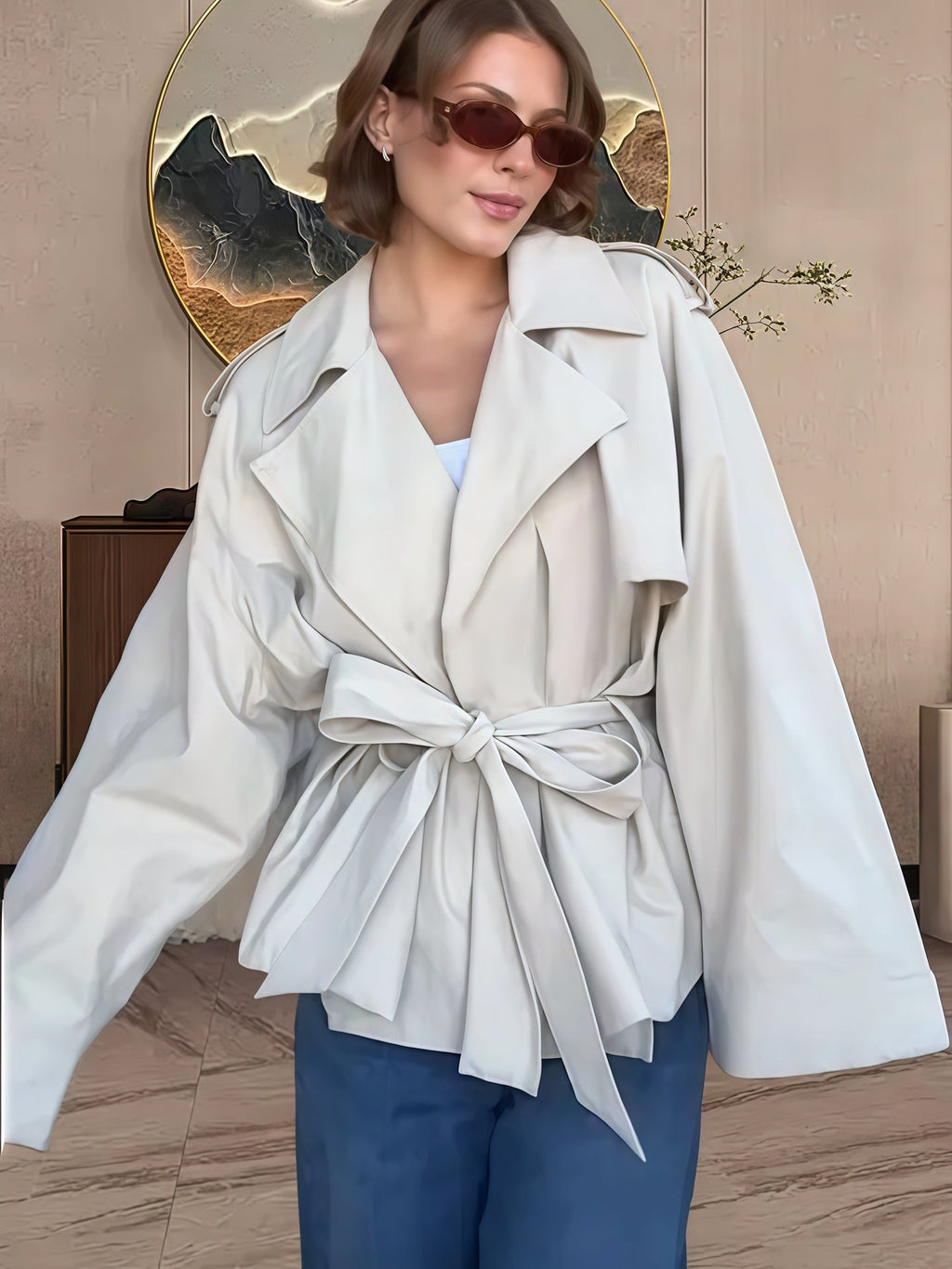 Women's Elegant Trench Jacket with Textured Design
