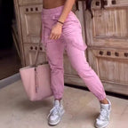 Women's Cargo Pants with Pockets and Belt