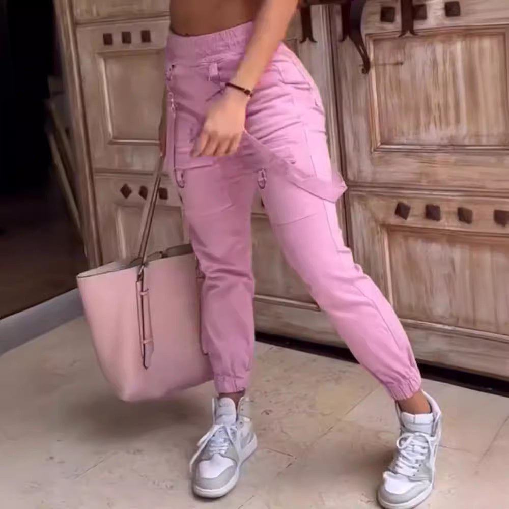 Women's Cargo Pants with Pockets and Belt