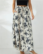 Women's Floral Maxi Skirt with Elastic Waistband
