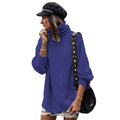 Women's Chunky Knit Sweater with High Collar and Casual Fit