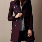 Women's Fashionable Short Coat with Double-Breasted Button Placket and Side Zippers
