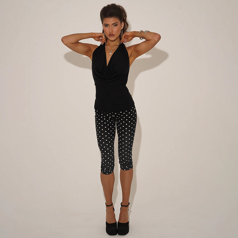 Women's Form-Fitting Polka-Dot Jumpsuit