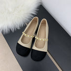 Women's Ballet Flats with Elegant Chain Detail
