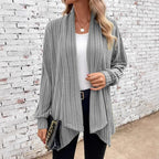 Women's Trendy Cardigan with Textured Design and Open Cut