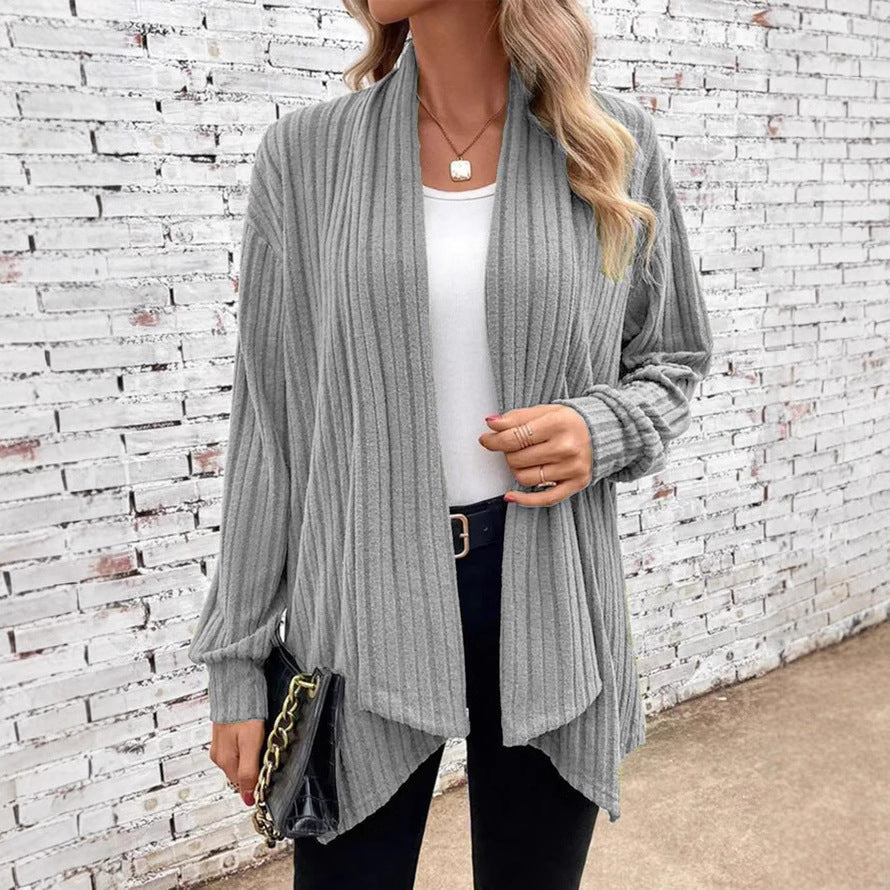 Women's Trendy Cardigan with Textured Design and Open Cut