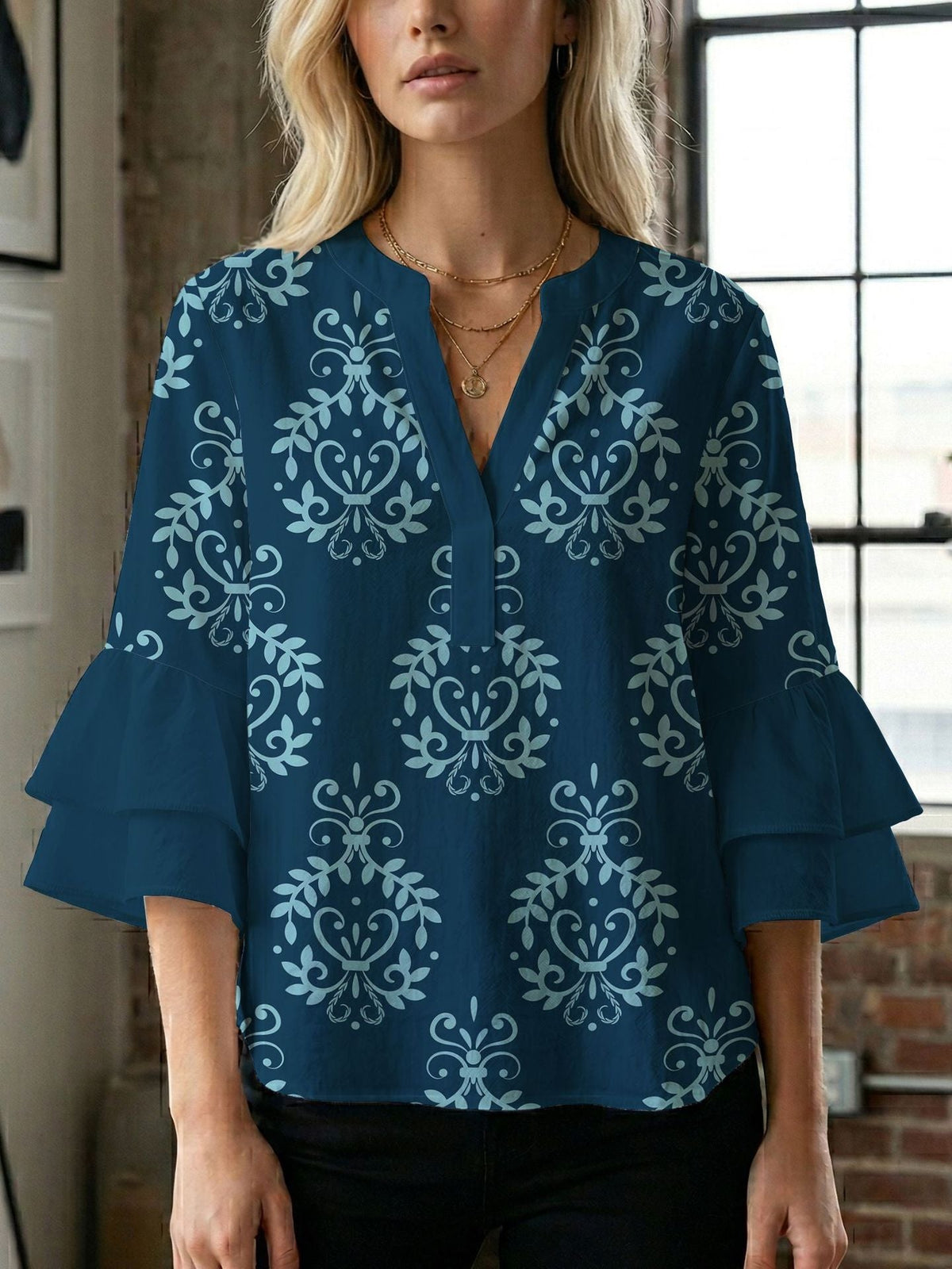 Women's Blouse with Beautiful Floral Design