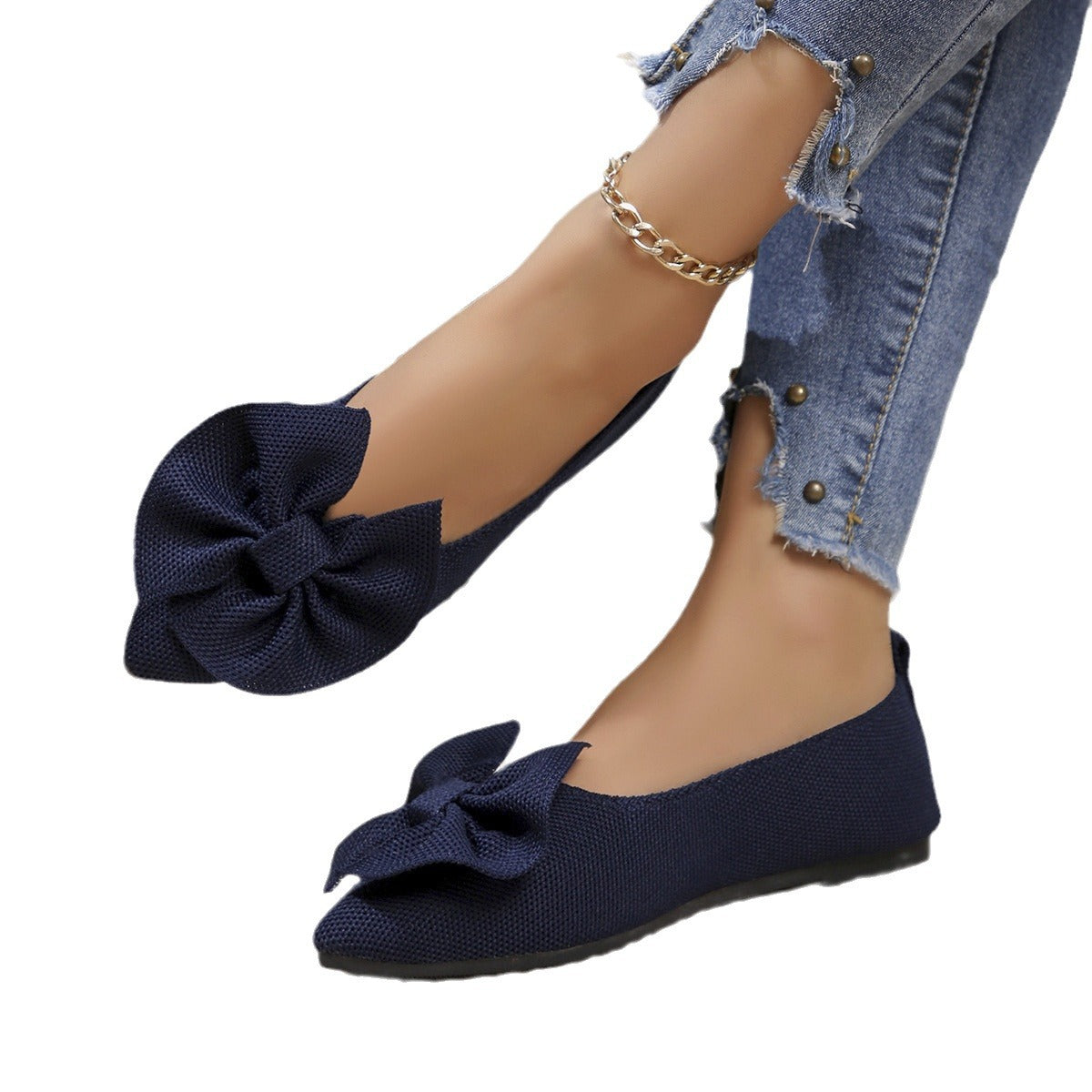 Women's Ballet Flats with Decorative Bow Design