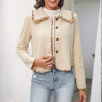 Women's Elegant Jacket with Floral Accents and Soft Fabric