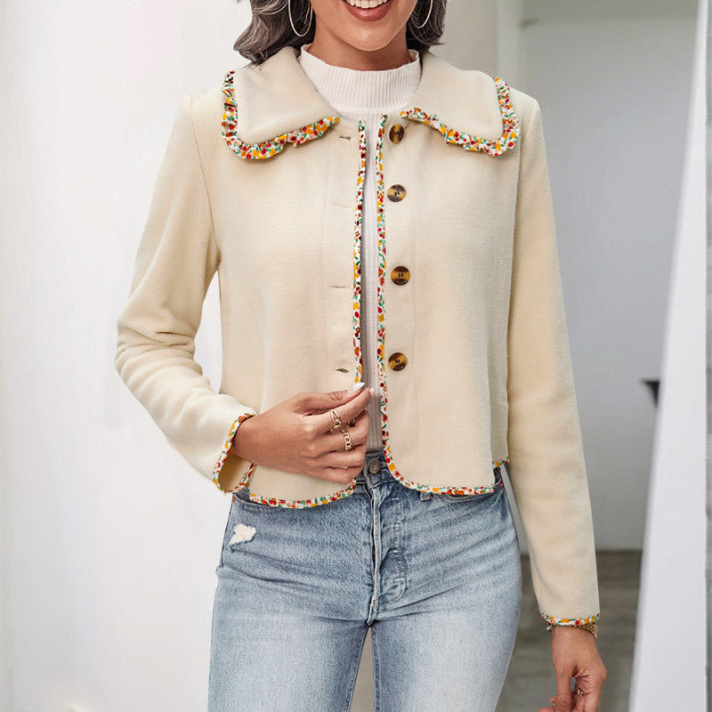 Women's Elegant Jacket with Floral Accents and Soft Fabric