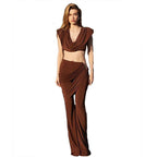 Elegant Jumpsuit Set with Draping and Slim Leg