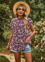 Women's Blouse with Ruffle Sleeves and Pattern