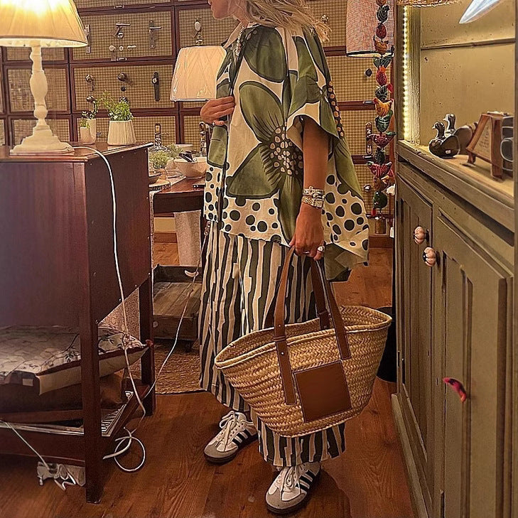 Casual Blouse and Palazzo Pants Set