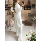 Elegant Jumpsuit with Long Legs and Classic Collar