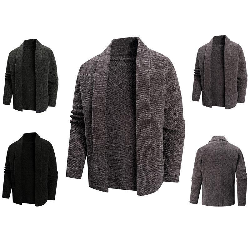 Women's Elegant Cardigan with Chic Lapel and Pockets