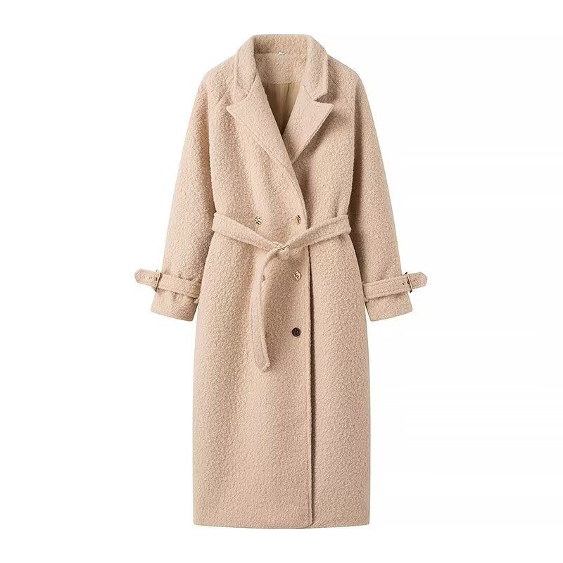 Women's Elegant Wool Coat with Belt Detail