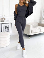 Women's Casual Jogging Suit with Chic Cut and Elastic Waistband