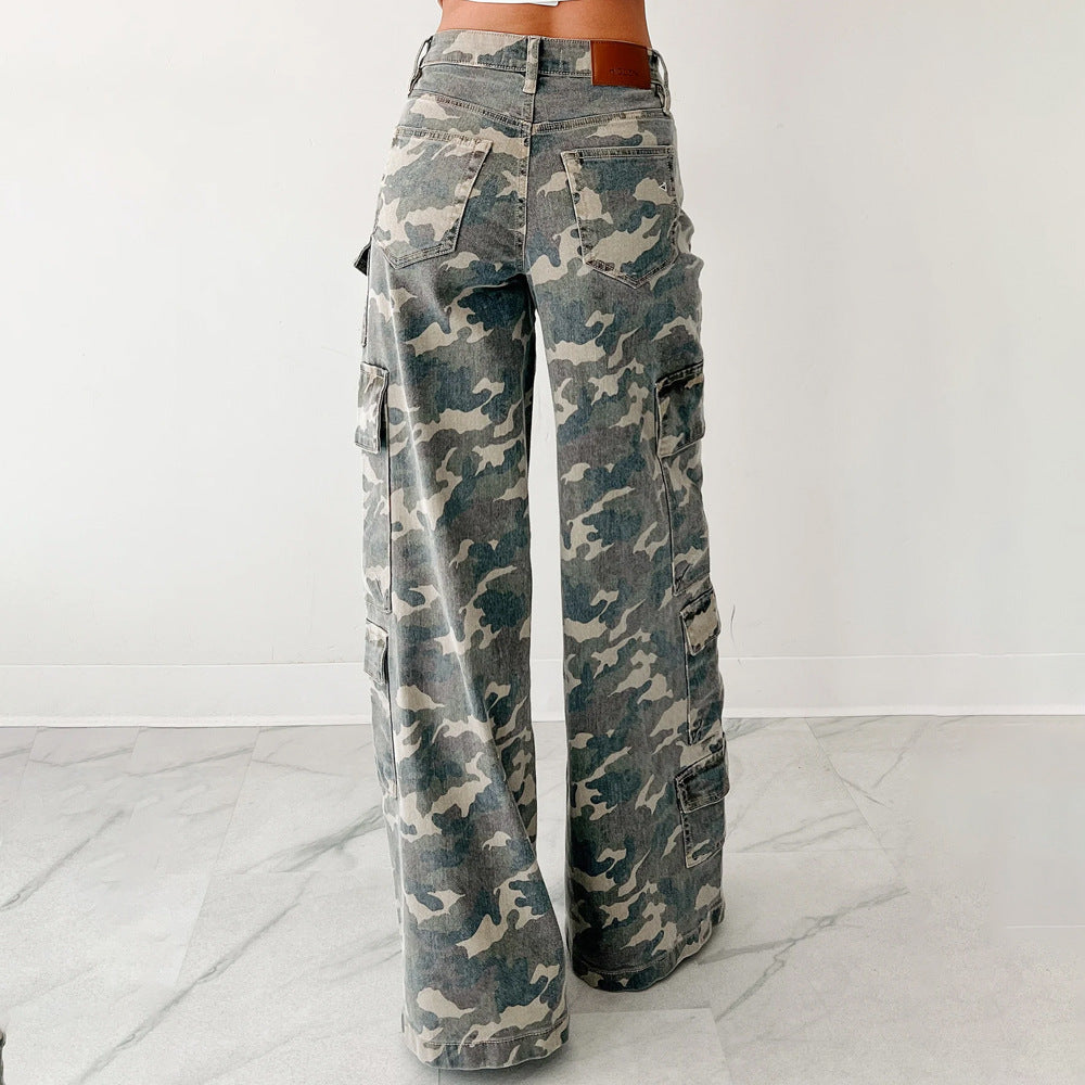 Women's Wide-Leg Cargo Pants with Pockets