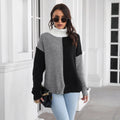 Women's Chunky Knit High-Neck Colorblock Sweater