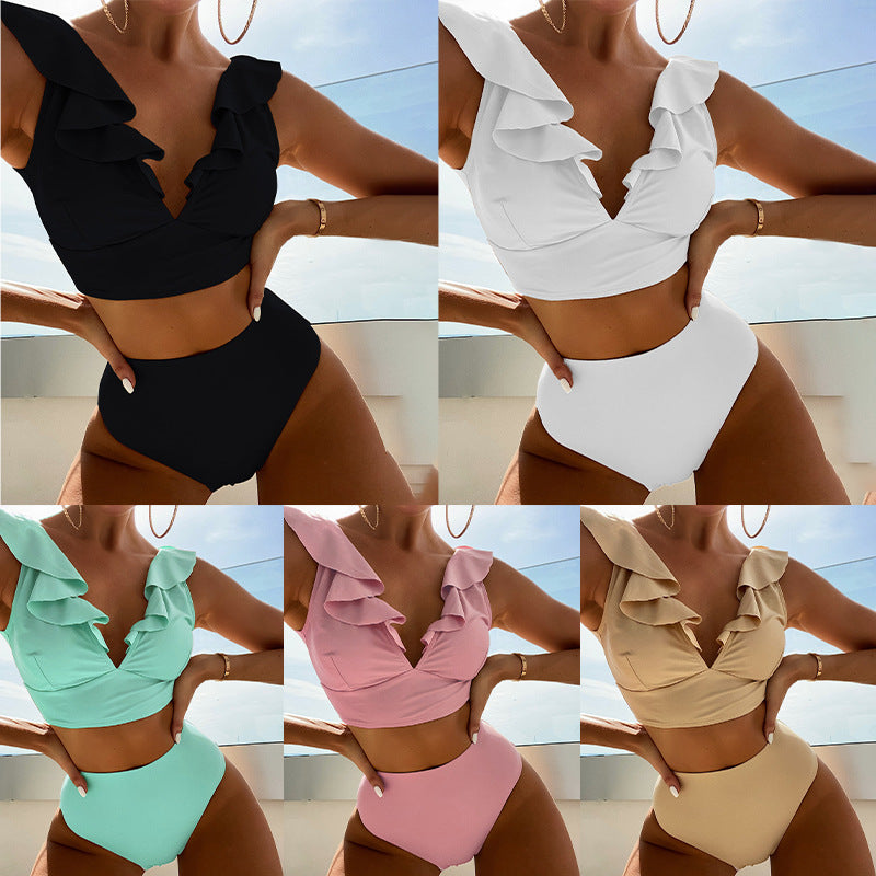 Women's Ruffled High-Leg Swimsuit