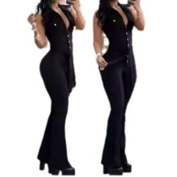 Elegant and Figure-Hugging Flared Jumpsuit