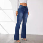 Women's Vintage-Style Bootcut Jeans with High Waist