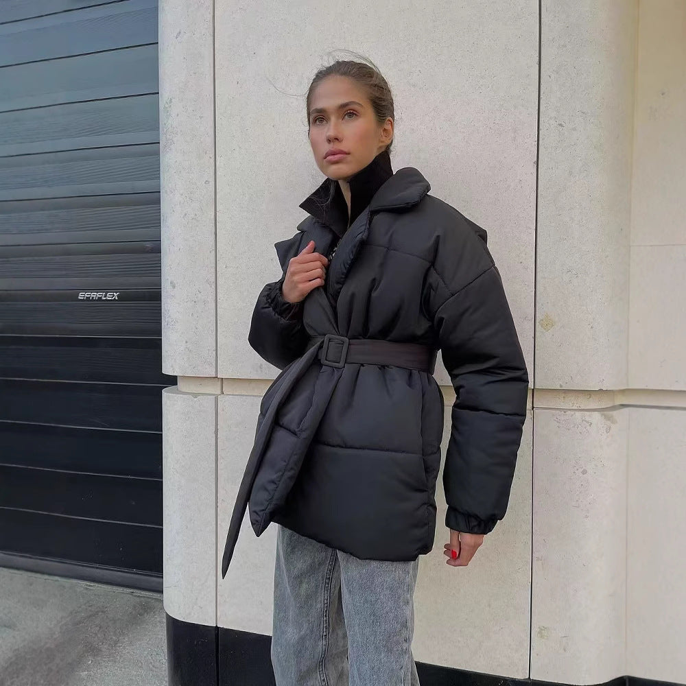 Women's Elegant Quilted Coat with Adjustable Belt