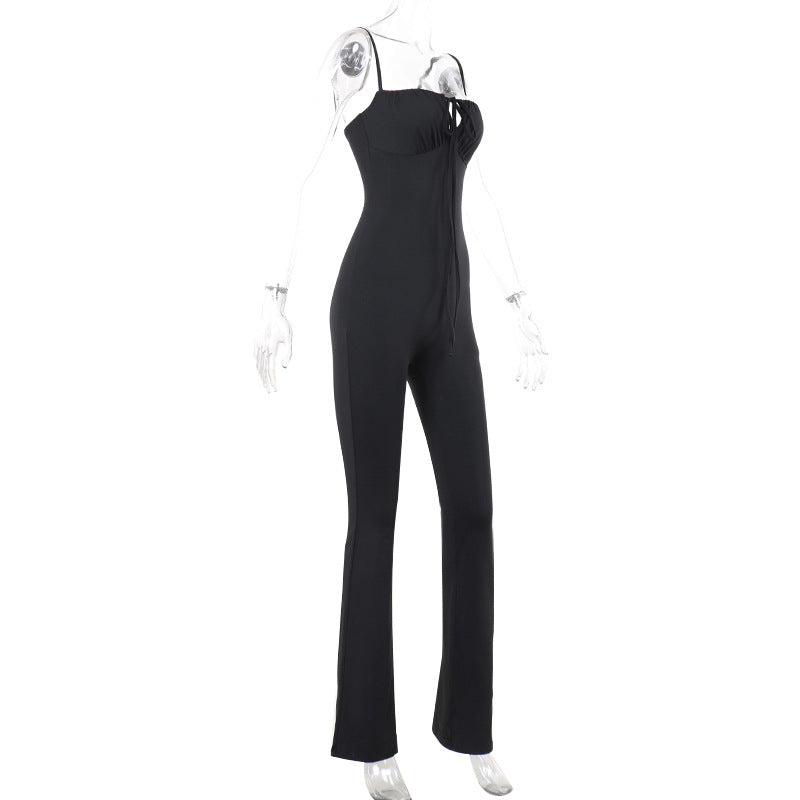 Women's Form-Fitting Jumpsuit with Sophisticated Lacing