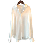 Elegant Fine Satin Blouse with Ruffle Details