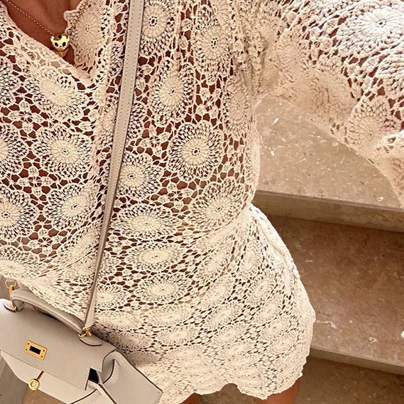 Women's Elegant Crocheted Mini Dress