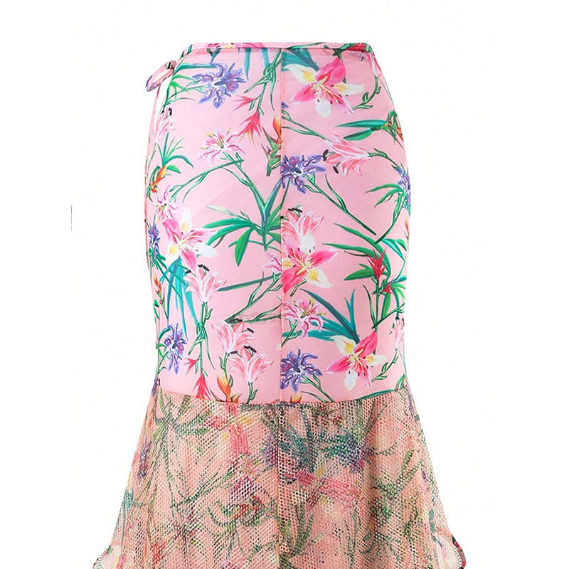 Women's Swimwear with Elegant Wrap Skirt and Floral Design
